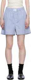 Magniberg Blue Sugar Pyjama Shorts In Fine Blue Stripe