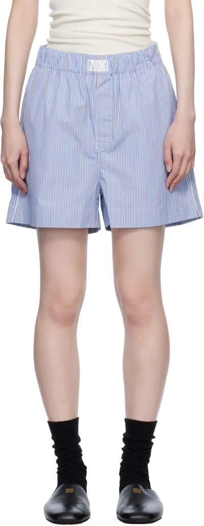 Magniberg Blue Sugar Pyjama Shorts In Fine Blue Stripe