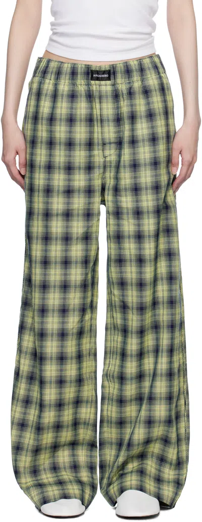Magniberg Green Rodeo Pyjama Pants In Neon Yellow Check