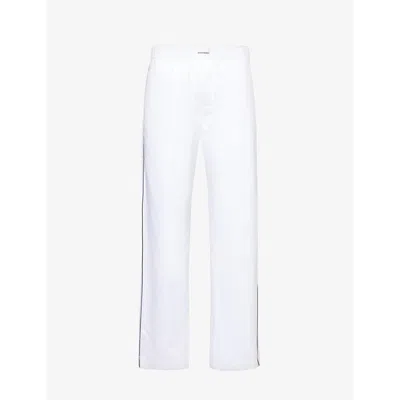 Magniberg Mens White Sorbetto Contrast-piping Cotton Pyjama Bottoms