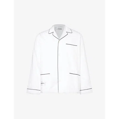 Magniberg Mens White Sorbetto Contrast-piping Cotton Pyjama Top