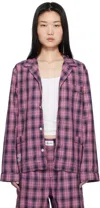 Magniberg Pink Rodeo Pyjama Shirt In Neon Pink Check