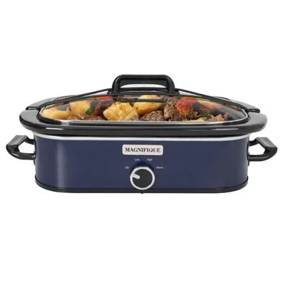 Magnifique 4-quart Slow Cooker With Casserole Manual Warm Setting In Blue