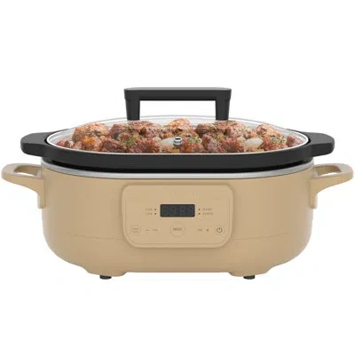 Magnifique 6 Quart Programmable Slow Cooker With Removable Ceramic Pot In Tan