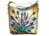 Magnifique Women's Hand Painted Leather Braided Bag In Peacock In Blue