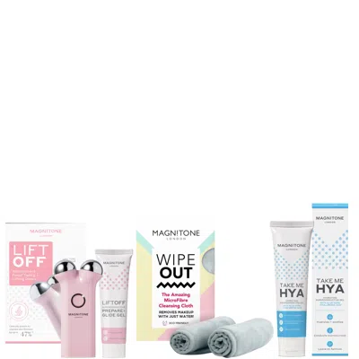Magnitone London Liftoff Microcurrent Device, Take Me Hya Gel And Wipeout Cloth Bundle In White