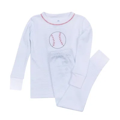 Magnolia Baby Kids' Boy's Tiny Slugger Applique Long Pajamas In Blue