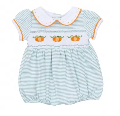 Magnolia Baby Kids' Boy's Lil' Pumpkin Classics Smocked Short Sleeve Bubble In Blue