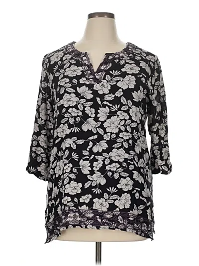 Pre-owned Magnolia Grace 3/4 Sleeve Blouse In Black