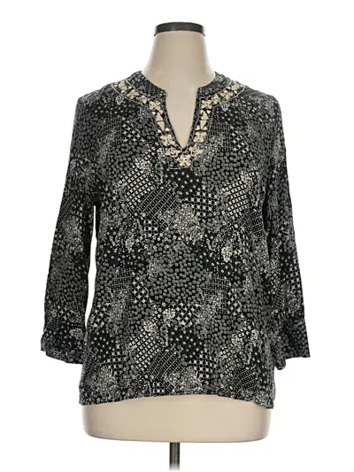 Pre-owned Magnolia Grace 3/4 Sleeve Blouse In Black