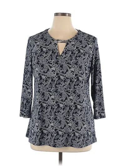 Pre-owned Magnolia Grace 3/4 Sleeve Blouse In Blue