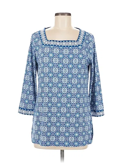 Pre-owned Magnolia Grace 3/4 Sleeve Blouse In Blue