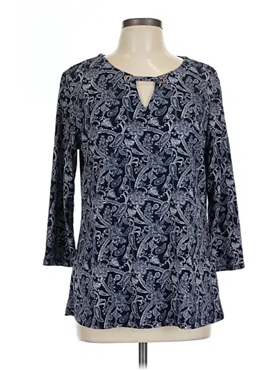 Pre-owned Magnolia Grace 3/4 Sleeve Blouse In Blue