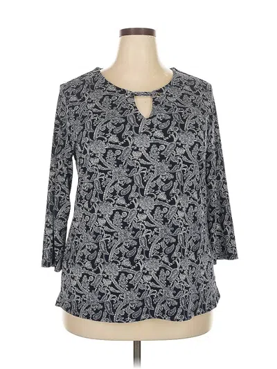 Pre-owned Magnolia Grace 3/4 Sleeve Blouse In Blue