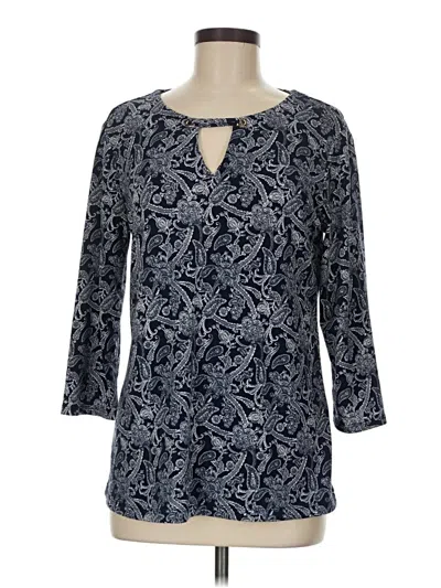 Pre-owned Magnolia Grace 3/4 Sleeve Blouse In Blue