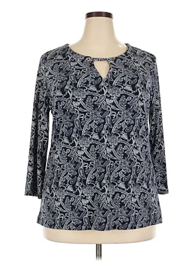 Pre-owned Magnolia Grace 3/4 Sleeve Blouse In Blue