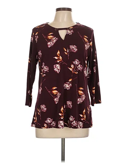 Pre-owned Magnolia Grace 3/4 Sleeve Blouse In Burgundy