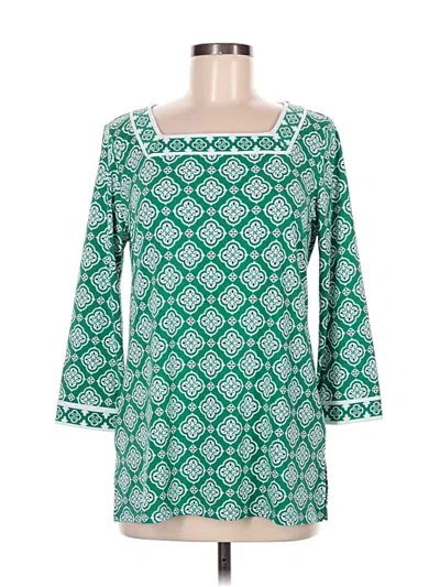 Pre-owned Magnolia Grace 3/4 Sleeve Blouse In Green