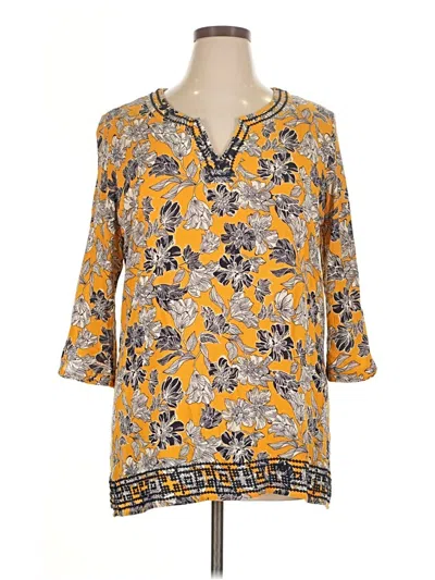 Pre-owned Magnolia Grace 3/4 Sleeve Blouse In Yellow