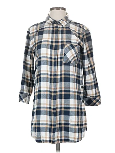 Pre-owned Magnolia Grace 3/4 Sleeve Button Down Shirt In Blue