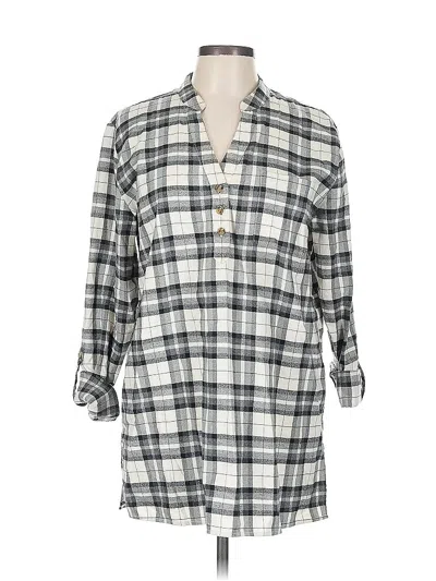 Pre-owned Magnolia Grace 3/4 Sleeve Button Down Shirt In Gray