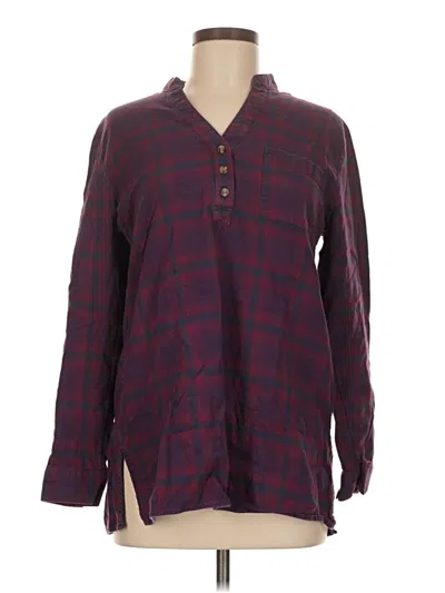Pre-owned Magnolia Grace Long Sleeve Blouse In Burgundy
