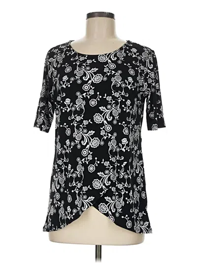 Pre-owned Magnolia Grace Short Sleeve Top Black Scoop Neck Tops
