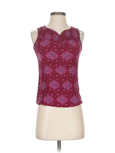 Pre-owned Magnolia Grace Tank Top Burgundy Halter Neckline Tops