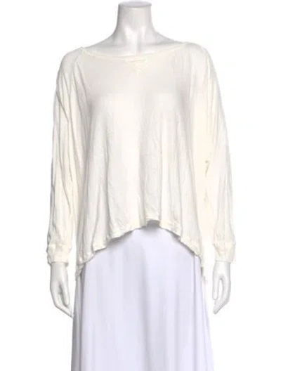Pre-owned Magnolia Pearl Bateau Neckline Long Sleeve Top In White