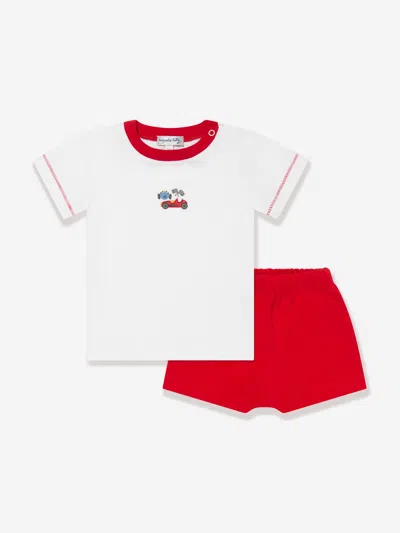 Magnolia Baby Baby Boys Grand Prix Embroideshorts Set In Red