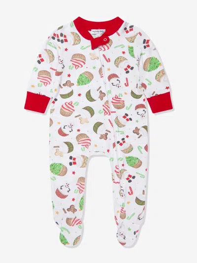 Magnolia Baby Baby Festive Cupcakes Zipper Babygrow In Red