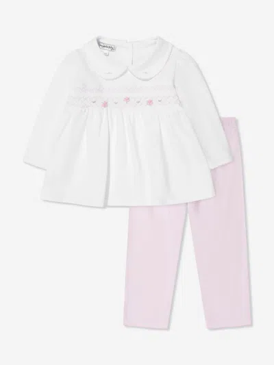 Magnolia Baby Baby Girls Smocked Collared Trouser Set In White