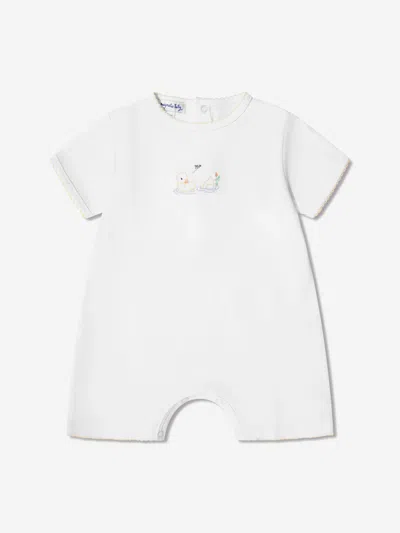 Magnolia Baby Baby Vintage Duckies Embroidered Romper In White