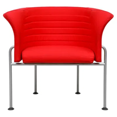 Pre-owned Magnus Olesen 1990's  Lotus Chair With Red Upholstery And White Ash Frame