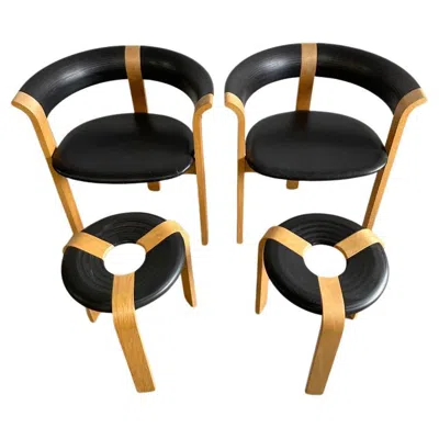 Pre-owned Magnus Olesen 4551 & 4545 Chair And Stool In Brown