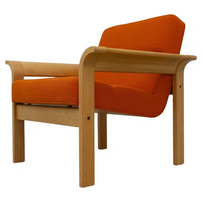 Pre-owned Magnus Olesen Danish Orange Oak Botium Lounge Chair By , 1970s.