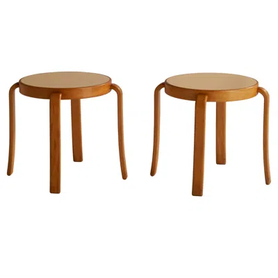 Pre-owned Magnus Olesen Rud Thygesen, Stools, Oak, Laminate, Denmark, 1960s In Brown