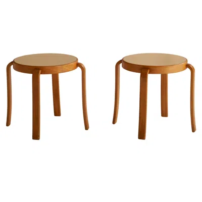 Pre-owned Magnus Olesen Rud Thygesen, Stools, Oak, Laminate, Denmark, 1960s In Brown