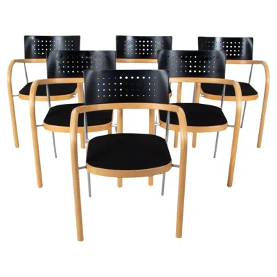 Pre-owned Magnus Olesen Set Of 6 Danish Post Modern Beech Bentwood Dining Chairs By  In Brown