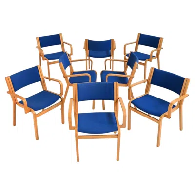 Pre-owned Magnus Olesen Set Of 8 Chairs With Armrests By , Late 20th Century In Brown