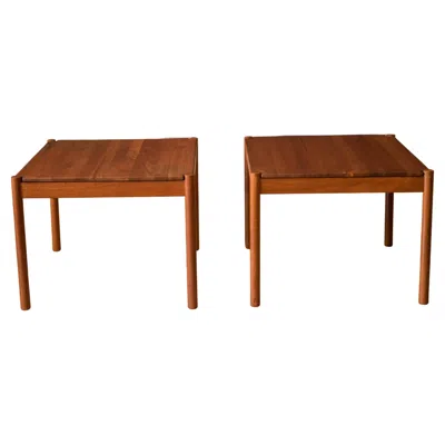 Pre-owned Magnus Olesen Vintage Danish Modern Pair Of Solid Teak End Tables By  In Brown