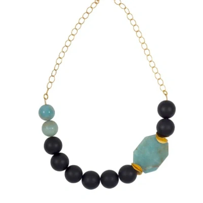 Magpie Rose Green Amazonite & Black Onyx Statement Necklace