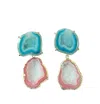 Magpie Rose Women's Aqua & Coral Cocktail Earrings In Orange