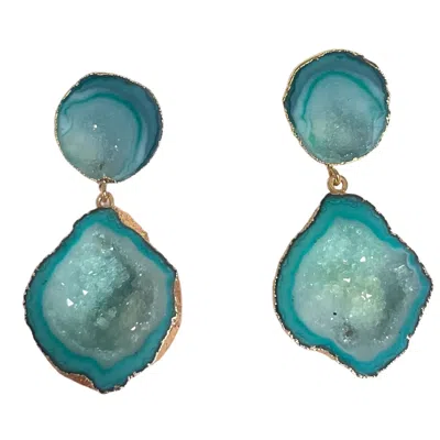 Magpie Rose Women's Blue / Green Double Aqua Earrings In Multi
