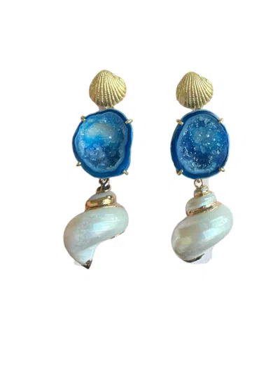Magpie Rose Women's Blue / Neutrals Lagoon Blue Drop Earrings