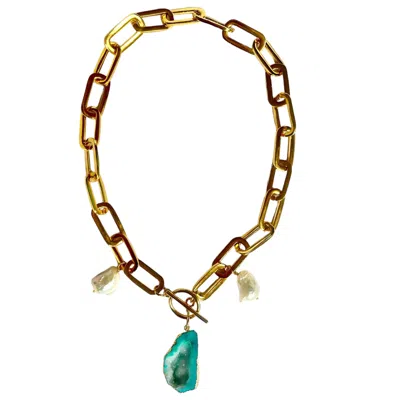 Magpie Rose Women's Blue The Pearl Rocks Aqua Necklace