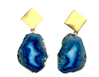 Magpie Rose Women's Blue Triangle Rocks Earrings
