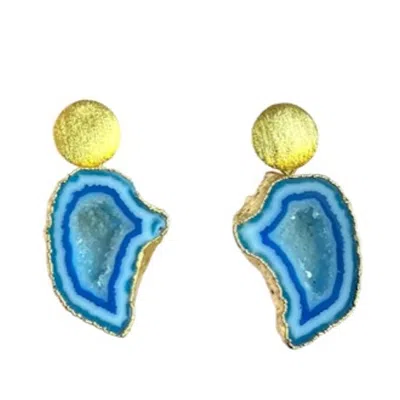 Magpie Rose Women's Blue / Yellow Turquoise Rocks In The Sky Earrings In Multi