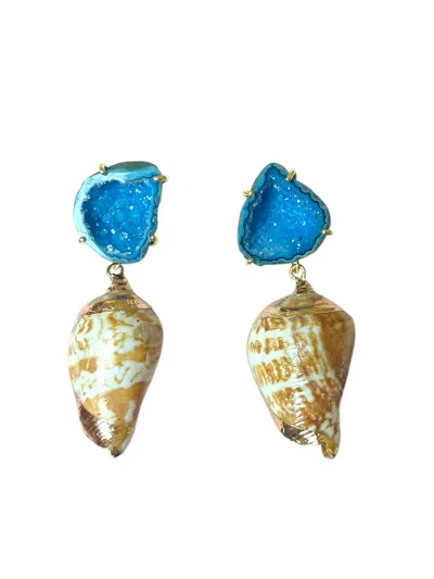 Magpie Rose Women's Gold / Blue / Neutrals Lagoon Blue Earrings