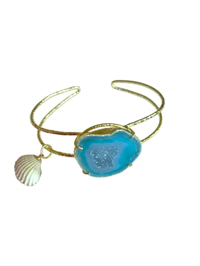 Magpie Rose Women's Gold / Green Lagoon Green Bangle In Multi